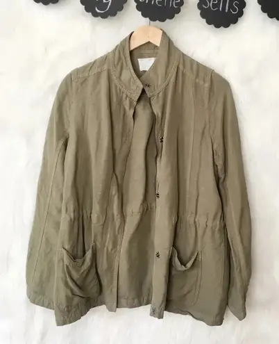 Caslon Olive Green Linen Blend Utility Jacket