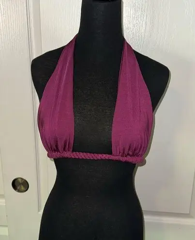 Vitamin A MAGENTA PURPLE BRAIDED HALTER SWIM BIKINI TOP