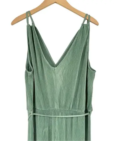 Oddy Sage Green Plisse Sleeveless Jumpsuit size 2X Belted NWT