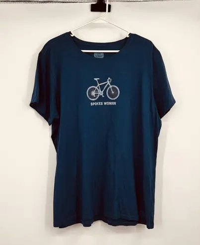 Life Is Good SS Blue T Shirt 2X Bicycle Cotton Spokes Woman Cycling Cyclist