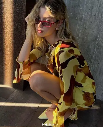 THE WOLF GANG Rhapsody Mini Dress NEW Yellow