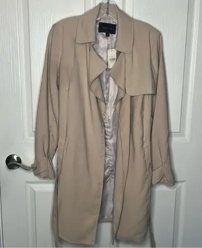 Banana Republic Factory Sz XS Khaki Trench Coat Tie Closure Open Front Tan