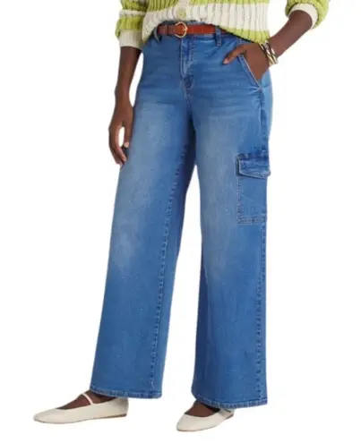 KanCan Londyn High Rise Cargo Wide leg jeans casual everyday size 28 women’s Blue