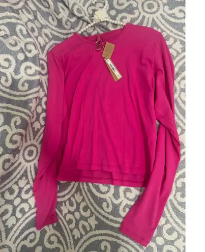SKIMS Size 2X Cropped Long Sleeve T-Shirt Top AP-LGS-1370 Raspberry Shirt NWT