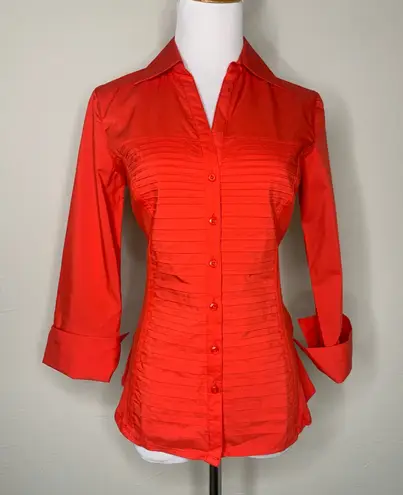 Fitted Zac & Rachel Red Button Up Blouse Sz Small