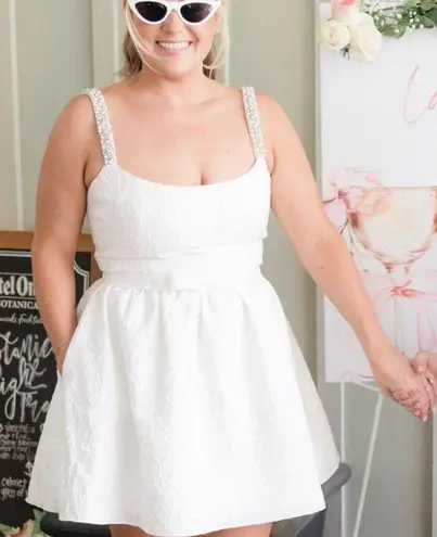 Sachin + Babi Serena Beaded Strap White Mini Dress 10