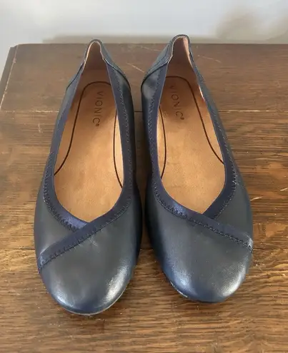 Vionic CAROLL Ballet Flat Shoes Navy Blue Arch Support Size 7.5 Preppy Classic