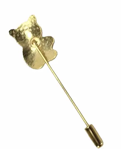 Panda Bear Brooch, Black, White, Gold Tone Black