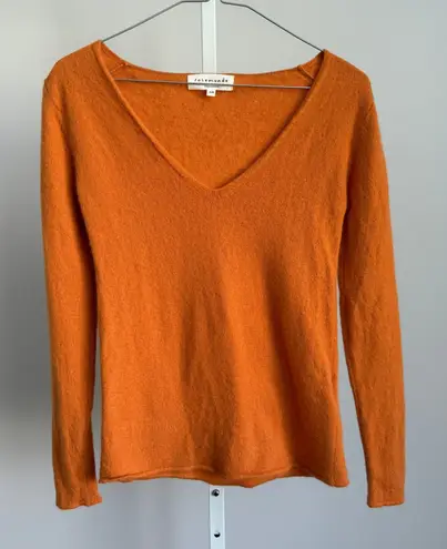 Rosemunde Copenhagen Wool Cashmere Sweater V Neck Luxury Orange Extra Small XS
