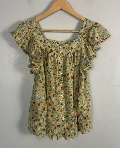 Doen Adeline top in Tasha garden print size medium Yellow