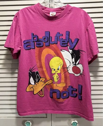 Looney Tunes Pink Short Sleeve Graphic T-Shirt Size M "Absolutely Not" Character