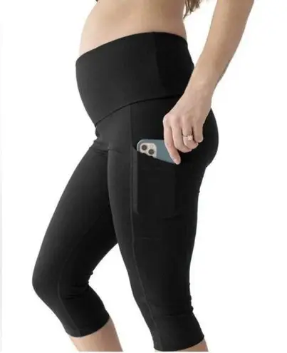 Kindred Bravely Maternity Postpartum Francesca Black Capri Legging Pockets Small Size undefined