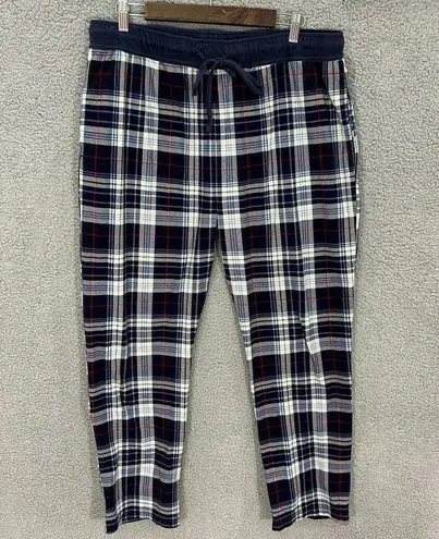 Nautica womens pajama pants Large blue plaid pull on stretch comfort sleepwear