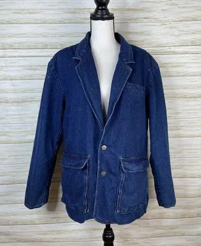 Vintage Le Tigre Distressed Denim Jean Utility Preppy Blazer Size M