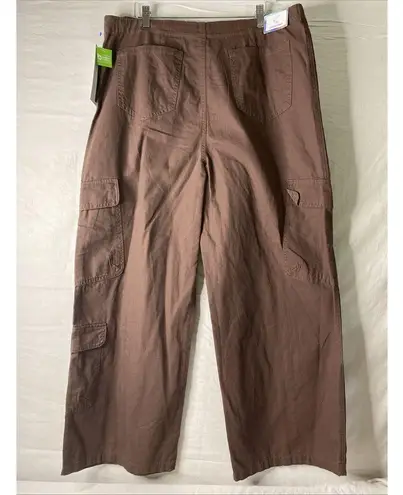 Tinseltown Cargo Pants Womens Baggy Wide Leg Mid Rise Brown Kohls Size 17/33 NWT