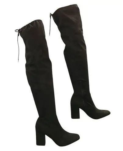 Unisa Boots Womens Quesia Tall Over The Knee High Black Faux Suede Heel Size 5.5