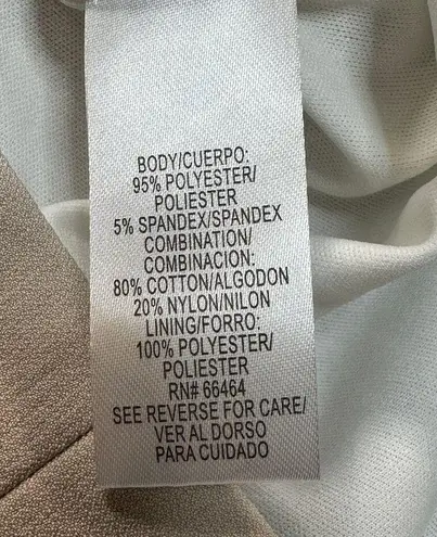 Sandra Darren Dress Womens 6P Neutral Colorblock Embroidered Sleeveless Sheath