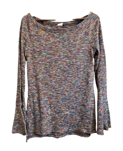 Akemi + Kin Akemi + Kin Womens Multicolor Ribbed Knit Bell Sleeve Top size small - Image 1