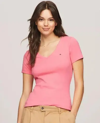 Tommy Hilfiger Pink  V Neck Short Sleeve