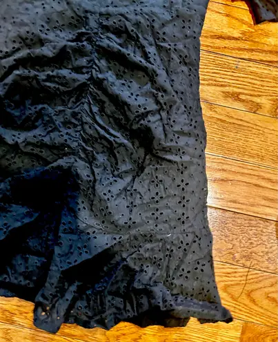 Milk and Honey BOHO ruched BLACK ruffled Eyelet Off The Shoulder Boho Mini Dress.S