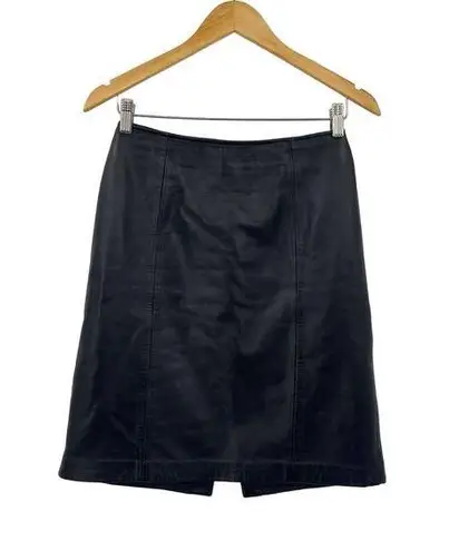 Apt. 9 Lambskin Leather Mini Skirt Back Hem Slit Back Zipper Close Lined Black Womens 4