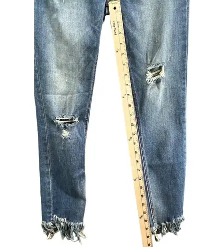 Free People  Jeans Womens 26 Blue Great Heights Frayed Skinny Distressed Stretch