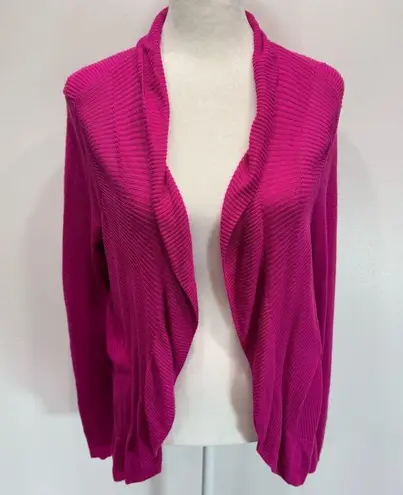 Chico's Chico’s Magenta Fuchsia Pink Open Flutter Front Cardigan Sweater Long Sleeves thumbnail 3