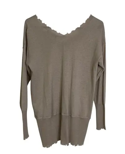 Alpha Massimo Rebecchi Sweater 44 Pullover V Neck Destroyed Trim Luxury Brown Size undefined