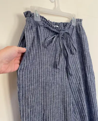 Lounge Beach Lunch linen cotton pants blue striped drawstring Women’s Small