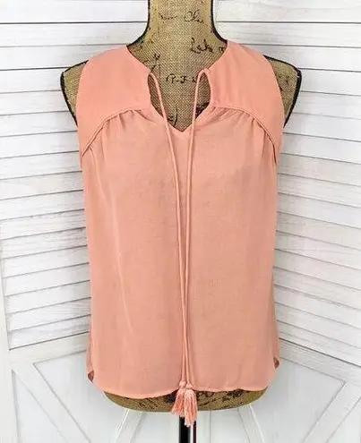 Naked Zebra  Flowy V Neck Sleeveless Blouse Peach Orange Small