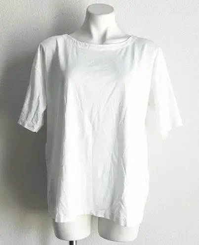 J.Jill  Classic Luxe Supima Elbow-Sleeve Tee in White, NEW, Size L - Image 1