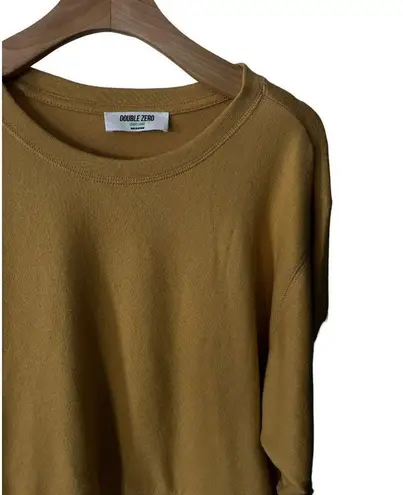 Double Zero  Mustard Yellow Crew Neck Cropped Jersey Knit Sweater Top Large NEW