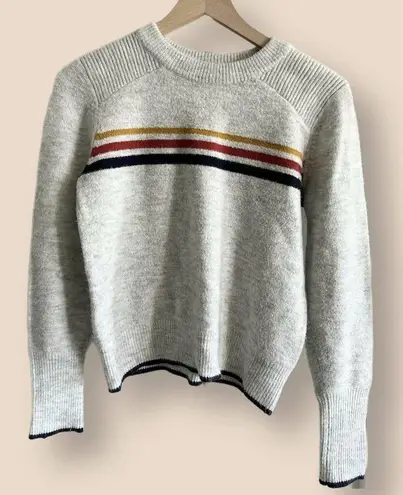 Cupcakes and Cashmere  Button Detail Long Sleeve Pullover Sweater Stripes Gray