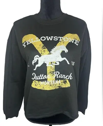 NWT YELLOWSTONE DUTTON RANCH TV SHOW SWEATER CROPPED WOMENS SIZE SMALL Black