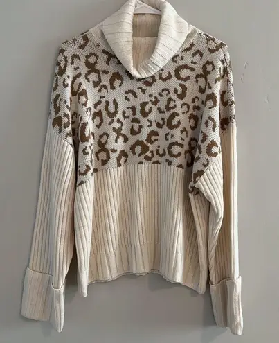 Nine West  Leopard Print Turtleneck Sweater