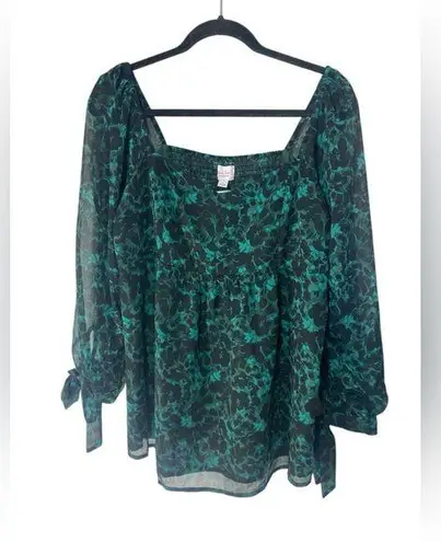 Isabel Maternity by Ingrid & Isa Women’s L teal & black Flowy sheer sleeves top Size undefined