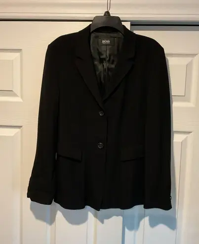 Hugo Boss  Women’s Black Virgin Wool Blazer Suit Jacket US sz 10, Like New