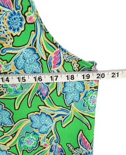 Rose + Olive Top Women M Green Blue Floral Sleeveless Flowy Colorful Summer Boho Size M