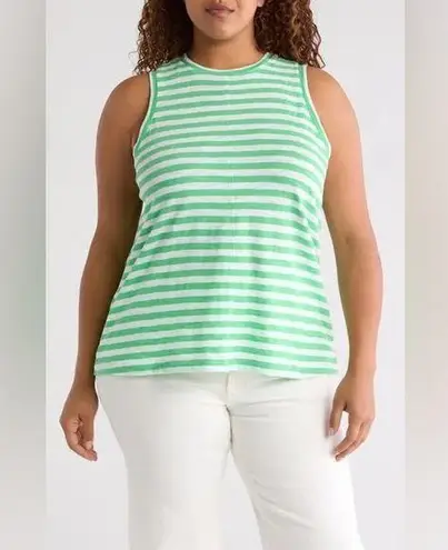 Caslon Women's Green & White Striped Sleeveless Top | Classic Cotton Tank