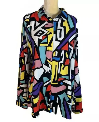 Big Dart Amazon geometric womens blouse multicolor size XXL