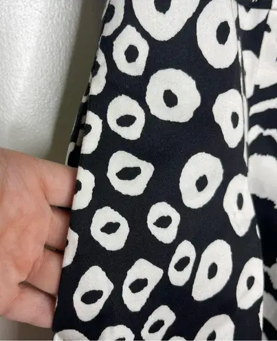 Lafayette 148 Geometric Print Black White Pleated A-Line Midi Dress Size 8