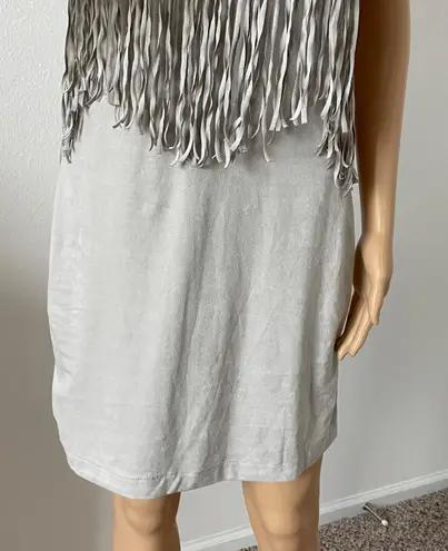 Decree NWT Gray Suede Feel Fringe Mini Tank Dress