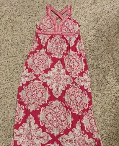 Pink sleeveless maxi dress