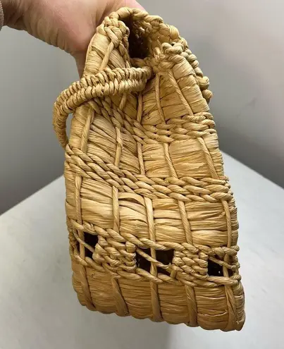 Unbranded Structured Straw Shoulder Bag With Loop Close