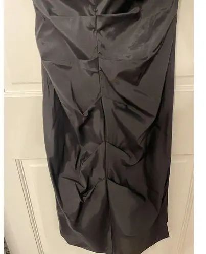 Betsy and Adam Dress Black Cap Sleeve Ruched By Linda Bernell Open Back VTG Size 8