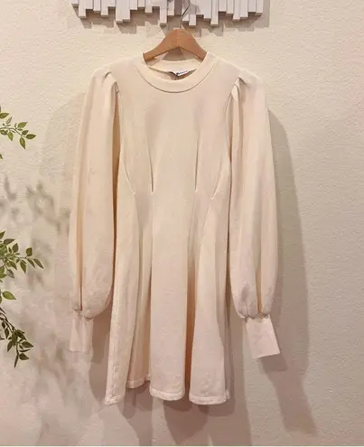 En Saison Aislin Mini Sweatshirt Dress in Natural Cream Size Small NWT