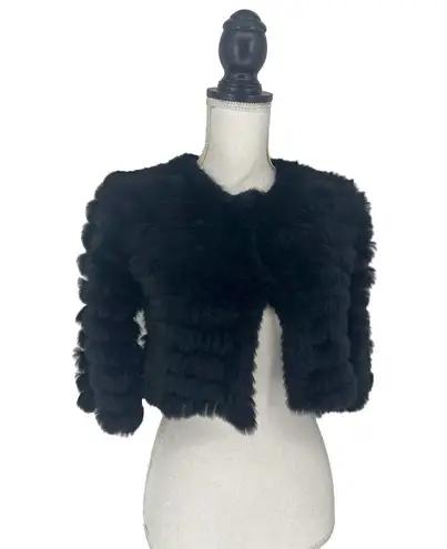 BCBGMAXAZRIA  100% Rabbit Fur Sophiana Jacket in Black