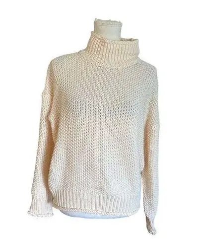 Oversized Chunky Knit Turtleneck Sweater Light Peach Cozy Comfy Warm M Size M