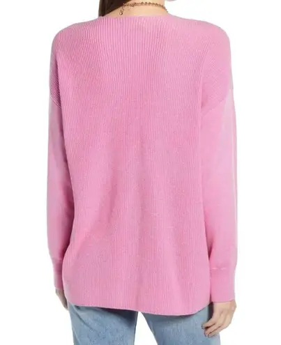 Something Navy Barbie Pink Wool Blend V Neck Slouchy Sweater Women’s Size XS
