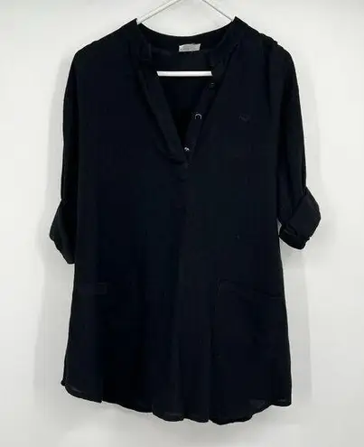 Mr Buho Womens L Flowy Black Coverup 100% Cotton Roll Tab Beach Vacation Cruise Size L